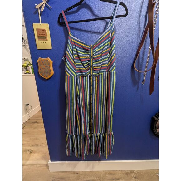 Sz 2 Torrid Colorful Striped Midi Sundress - Picture 1 of 6